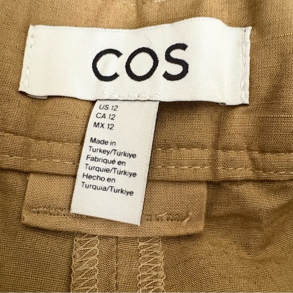 COS women’s pleated wide-leg trousers cotton-linen blend high waisted size 12 - Picture 8 of 11